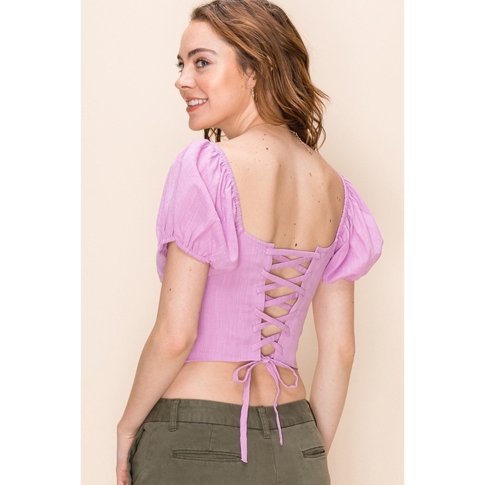 🌀🌺 PRINCESS LAVENDER LACE BACK TOP💗 - Picture 2 of 3